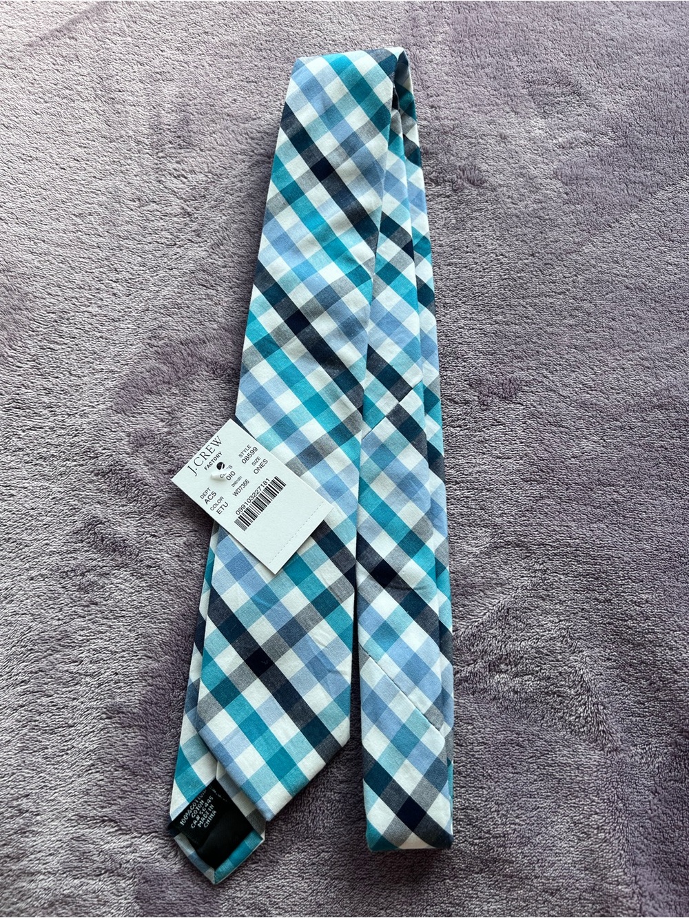 J. Crew Teal and Light Blue Check Neck Tie